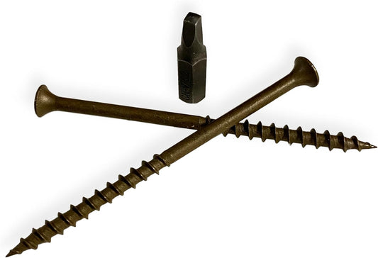 #8 x 3" Deck Screws | Square Drive | Bugle Head | Brown Ruspert | 100pcs Box - PuriLite
