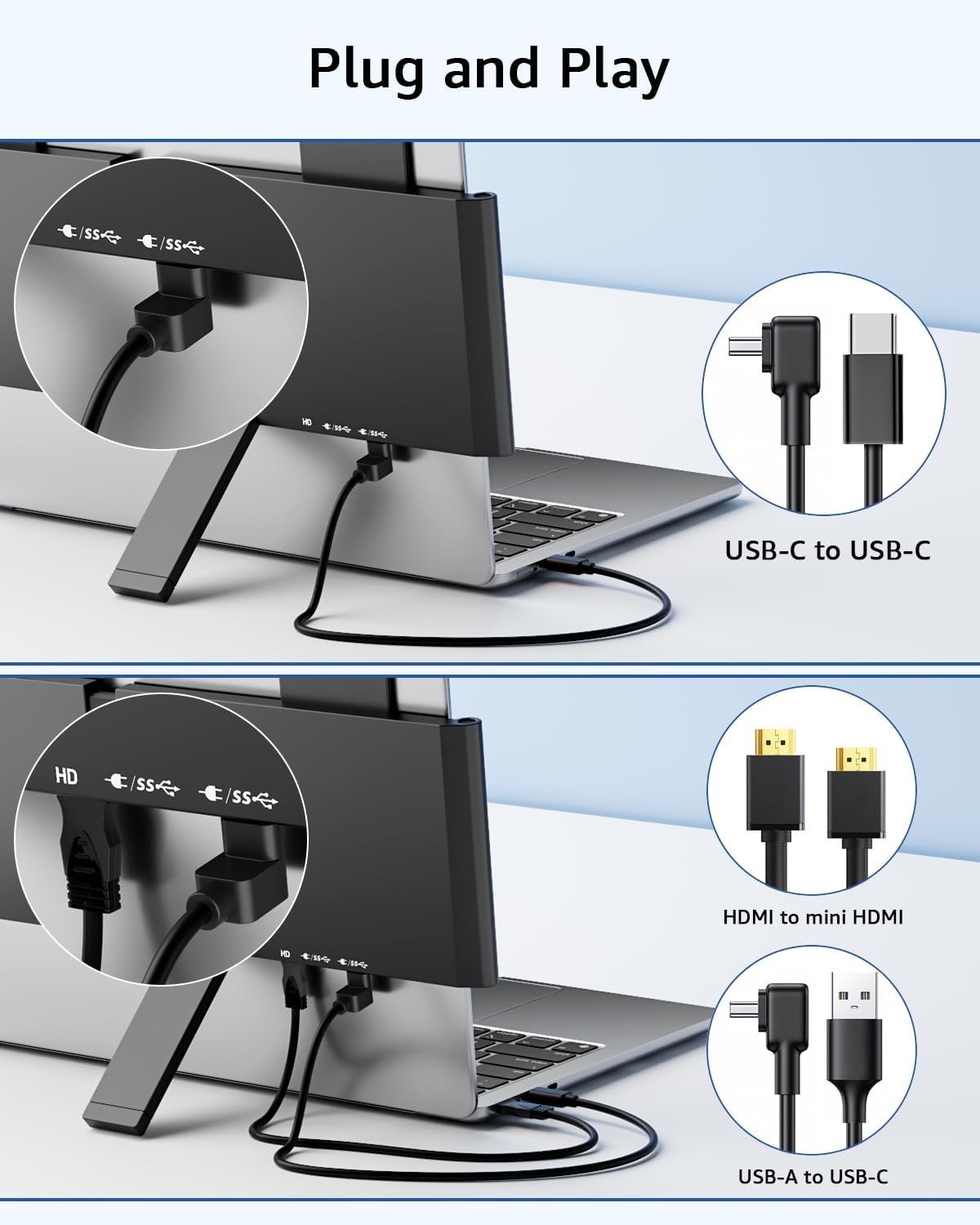 Yodoit Laptop Screen Extender, 1920×1200 14" FHD Travel Monitor with USB Type