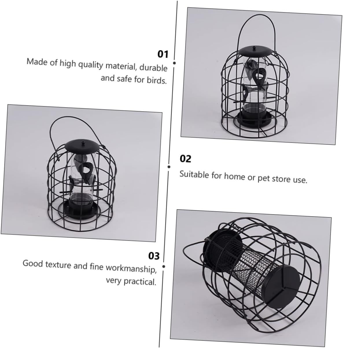 HEMOTON 2pcs Iron Cage Bird Feeder Hanging Mesh Grid Tube for Indoor Birds Pet Store Supplies