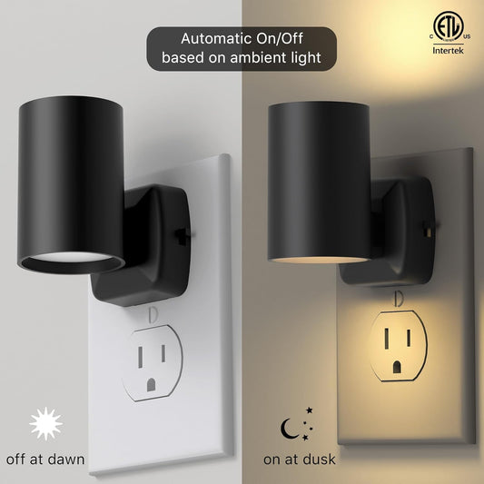 Led Night Light Plug in,Night Lights Plug into Wall Dusk to Dawn Sensor,20lm/40lm Adjustable Brightness,2700k Soft White,Dimmable Night Light for Hallway Bedroom Bathroom 2 Pack ETL-Certified - PuriLite