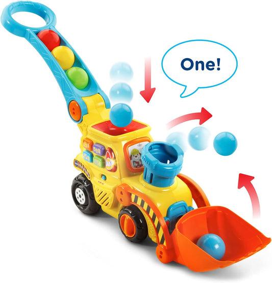 Push and Pop Bulldozer Toy | Interactive Push Toy for Toddlers | Ball Popping Construction Vehicle | Early Learning Push Toy | Motor Skill Development Toy - PuriLite
