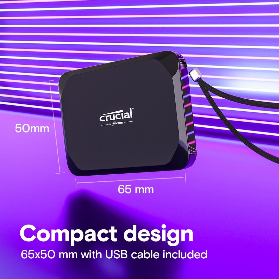 Crucial X9 4TB Portable SSD, Up to 1050MB/s, USB 3.2 USB-C, External Solid State Drive, Compatible with Windows, Mac, & Android, Reliable Storage for Games, Files, & Backups, Black - CT4000X9SSD902 - PuriLite