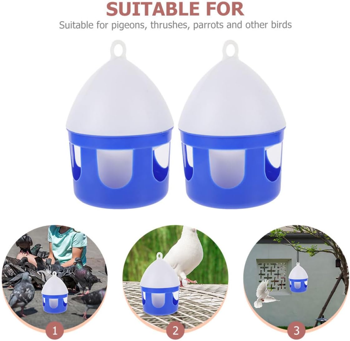 2 Pack Bird Water Dispenser Container for Six Birds, 2l Plastic