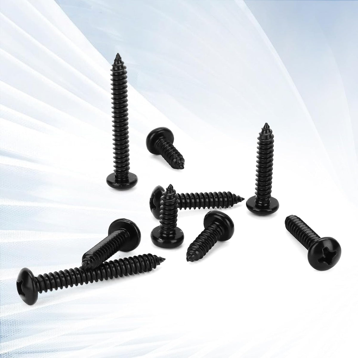#8 x 2 Phillips Pan Head Self Tapping Screws Sheet Metal Wood Screws, Black Oxide, Stainless Steel 304, 50 PCS - PuriLite