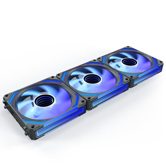 AsiaHorse COSMIQ-RE-Black 120mm UNI Fan, Infinity Mirror FDB Reverse Fan with 5V 3-PIN Connector and Small Controller, Daisy Chain PWM PC RGB Fans for Cases CPU Liquid Coolers, 3Pack - PuriLite