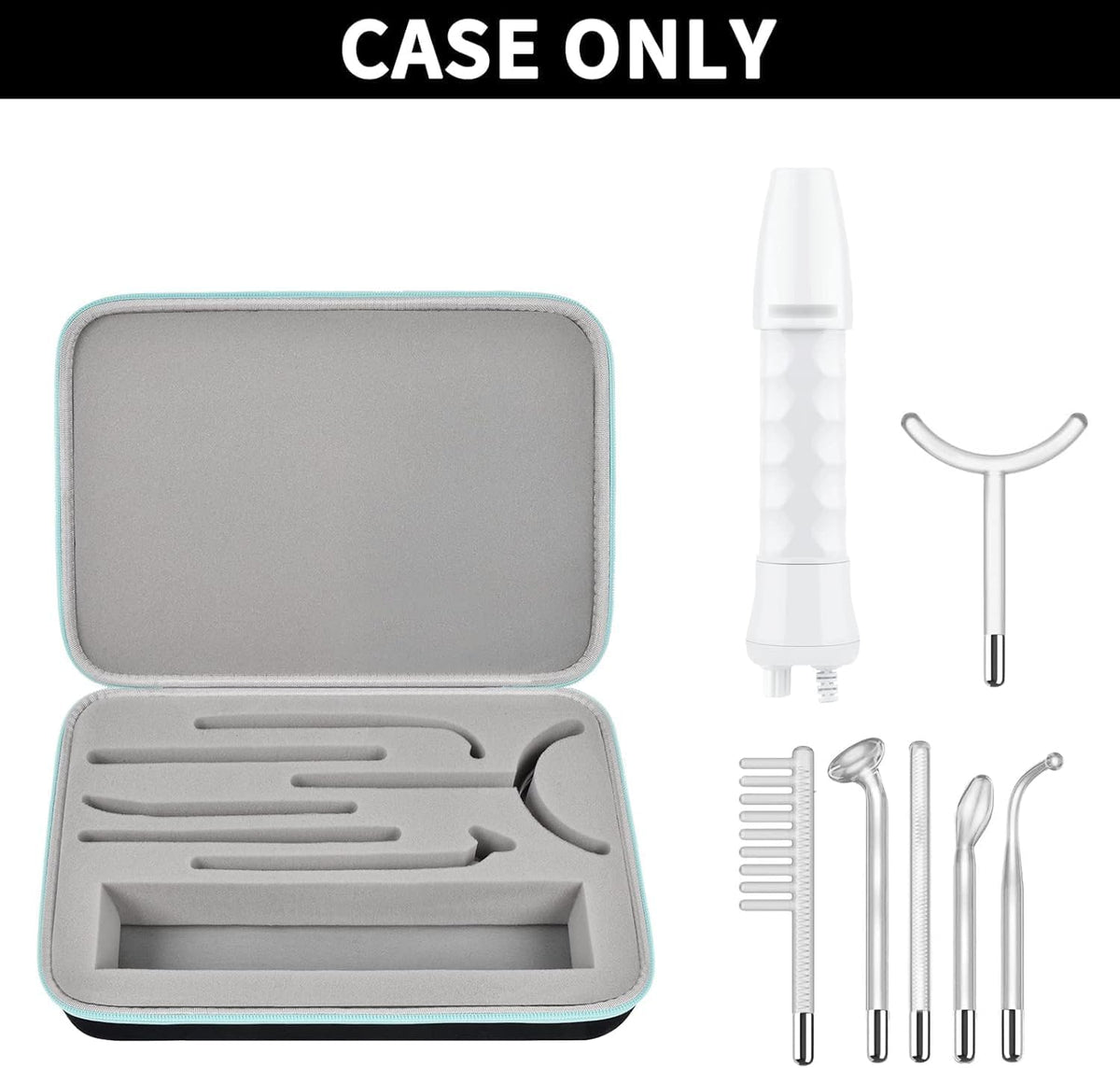 GWCASE for NuDerma High Frequency Wand Case, 6 Wands, Customizable EVA, L Hard EVA Shell, Shock+Splash Proof; 2-layer Cuttable Foam; 360° Zipper +Handle; Skincare Travel, Home Storage,Case Only
