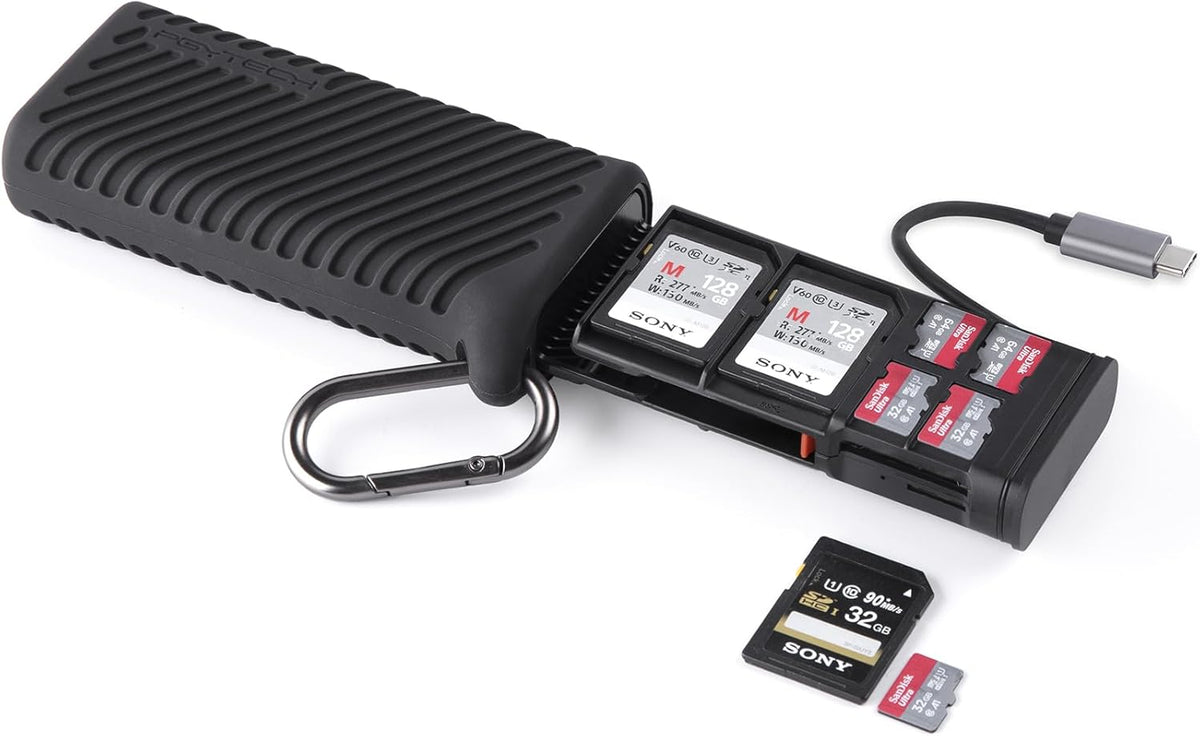 PGYTECH Createmate CFexpress Type B Card Reader 12 in 1 Card Case USB3.2 Gen 2 10Gbps SD Card Reader for Photographers (Green, CFexpress-A) - PuriLite