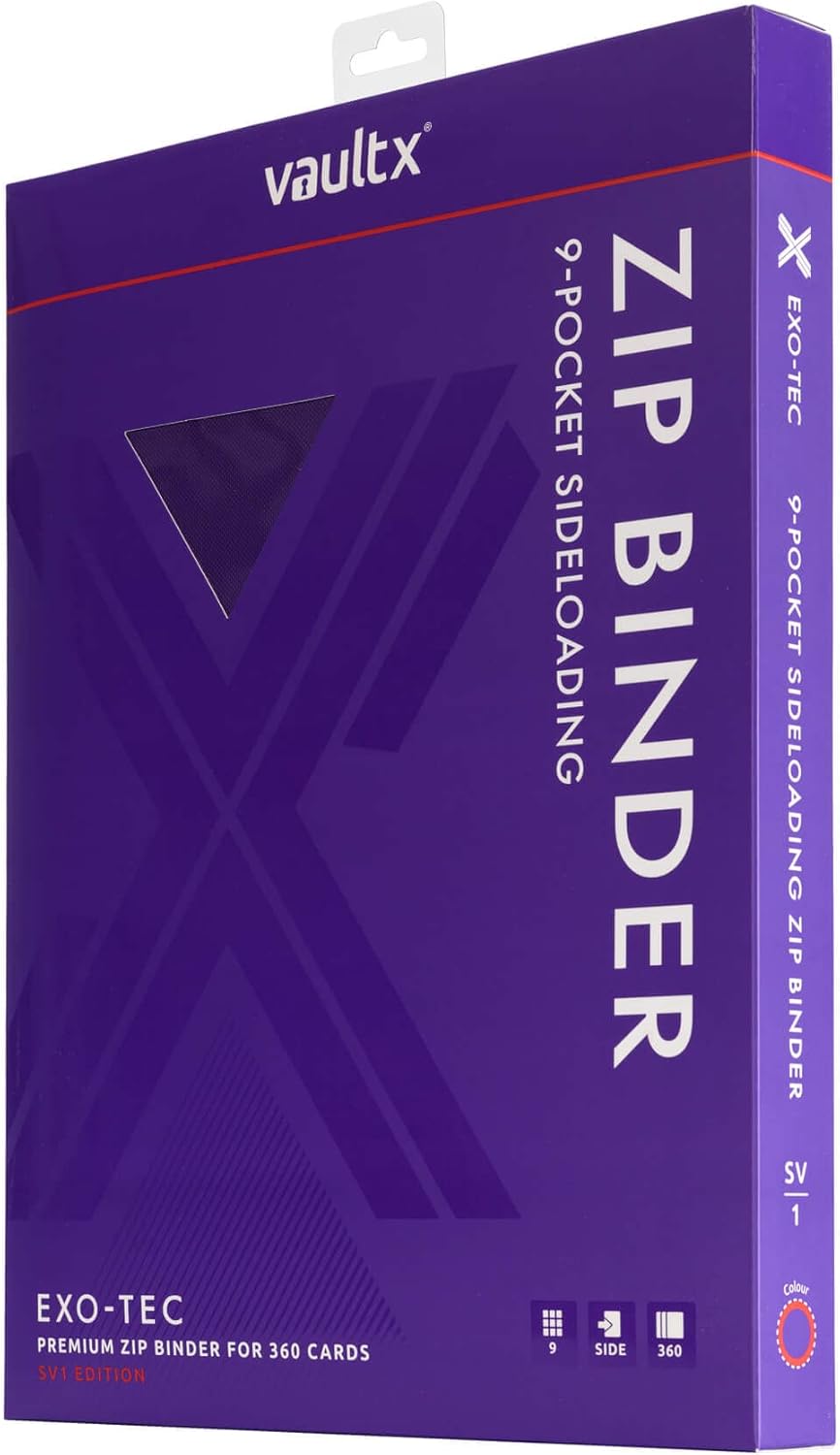 Vault X 12 Pocket Trading Card Zip Binder, 480 Cards, Compatible with Pokemon Scarlet & Violet Set, Exo-Tec Album Material, 20 Side-Loading Pages, Folder for Collectible TCG (SV1) - PuriLite