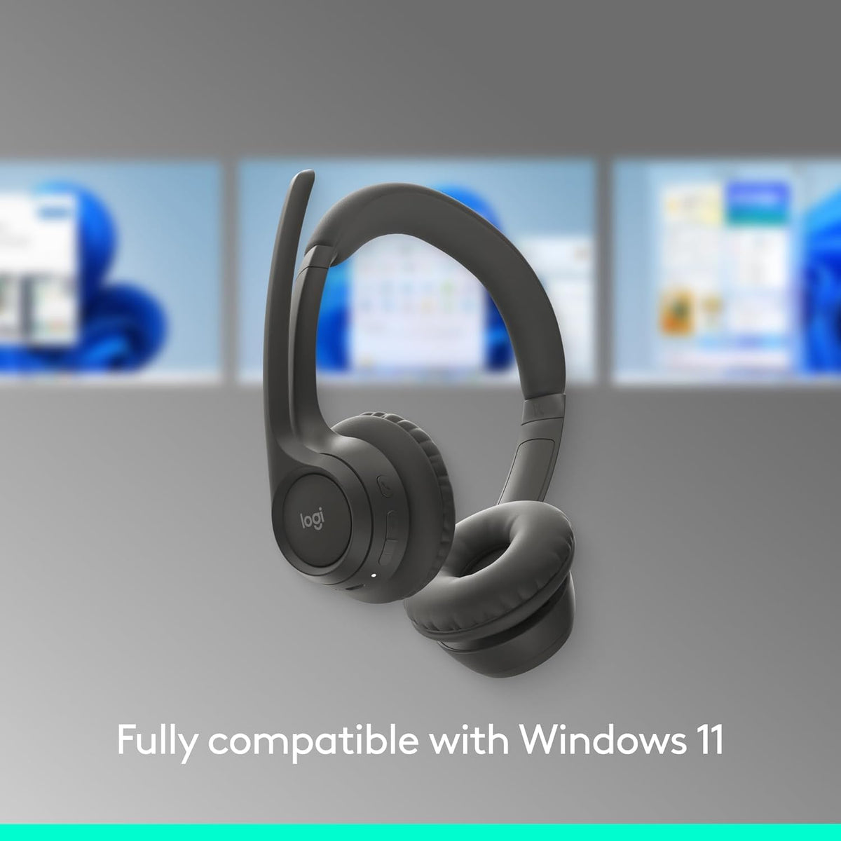 Logitech Zone 301 Wireless Bluetooth Headset with Noise-Canceling Microphone, Compatible with Windows, Mac, Chrome, Linux, iOS, iPadOS, Android – Graphite - PuriLite