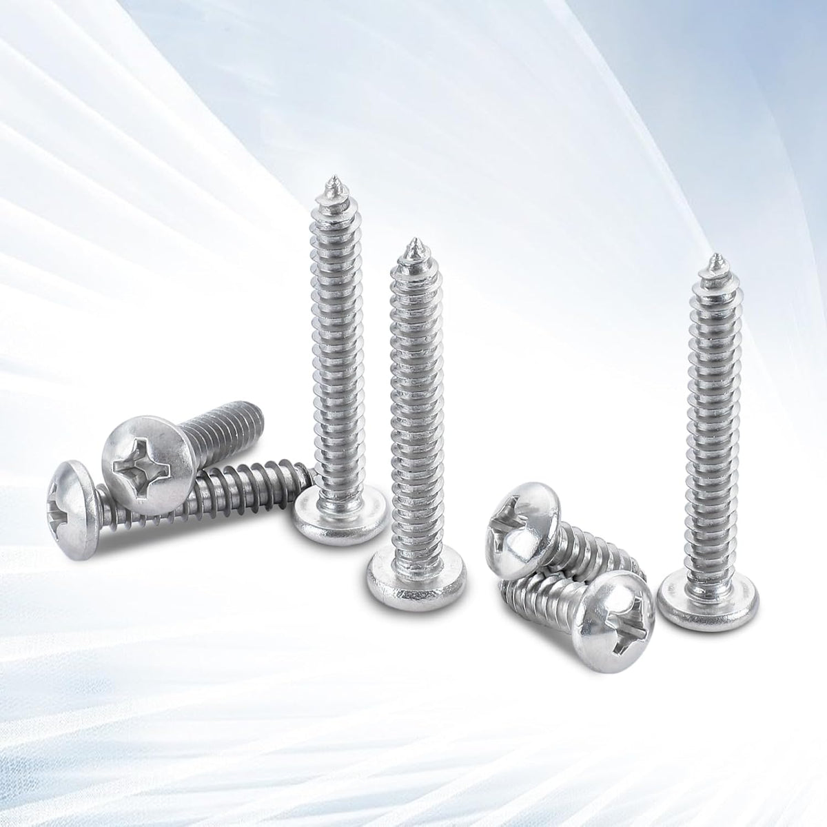#8 x 2 Phillips Pan Head Self Tapping Screws Sheet Metal Wood Screws, Black Oxide, Stainless Steel 304, 50 PCS - PuriLite