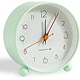 FLOITTUY Super Silent 5 Colors Alarm Clock,Beep Wake Round Alarm Clock with Night Light,Battery Operated,Easy Set,Simple & Retro for Desk, Bedroom and Home Decoration(Creamy White) - PuriLite