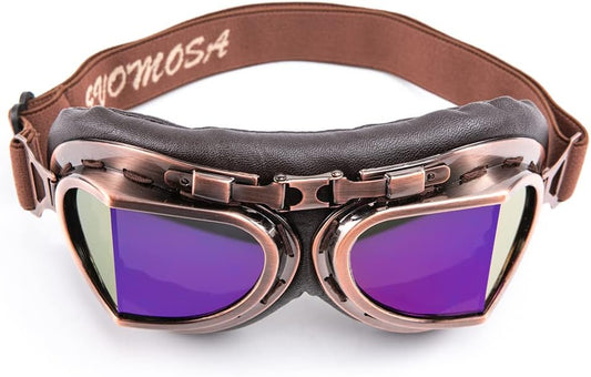Evomosa Motorcycle Goggles Vintage Pilot Goggles Retro Motocross Goggle Windproof ATV Outdoor Eyewear - PuriLite