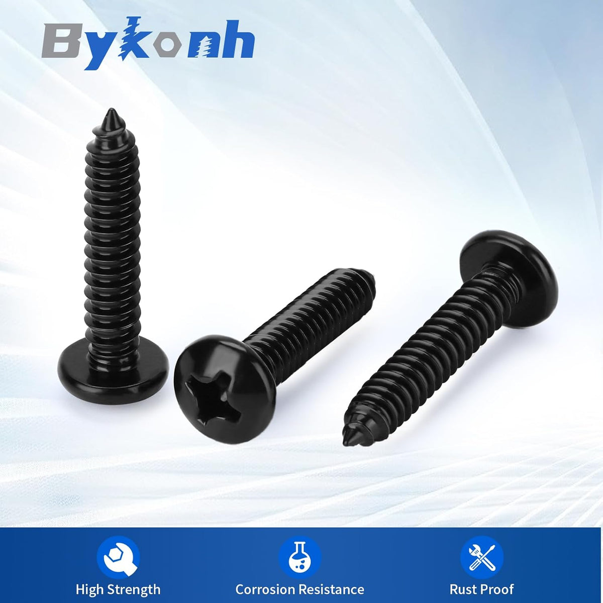 #8 x 2 Phillips Pan Head Self Tapping Screws Sheet Metal Wood Screws, Black Oxide, Stainless Steel 304, 50 PCS - PuriLite