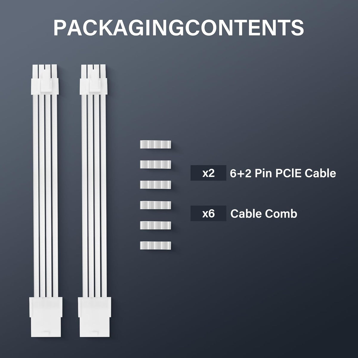 ELFJMZP 2PCS ATX 8PIN Famale to ATX 8PIN(6+2) Male Black Extension Cable Adaptor for PC Build High-End GPU Cable Layout - 30cm/11.8 in. (White) - PuriLite