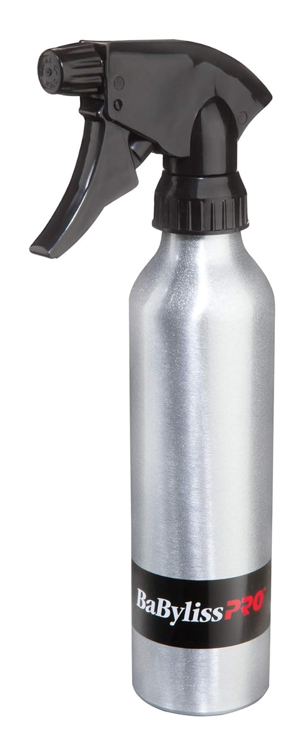 BaBylissPRO Brushed Aluminum Spray Bottle with Adjustable Nozzle, 10 Fl Oz - PuriLite