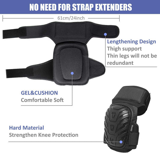 Knee Pads, Preciva Professional Gel Knee Pads for Work, Heavy Duty High Anti-Slip Straps and Double Gel Cushion Foam Padding Construction Tool Kneepads - Cleaning, Flooring, Gardening - PuriLite
