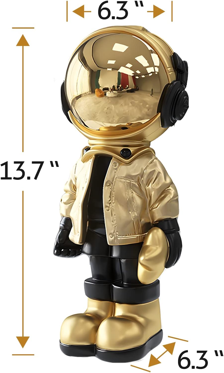 Dosker Astronaut Statue Polyresin Sculpture – Gold Spaceman Figurine for Home, Office, Desktop & Bookshelf Decoration - PuriLite