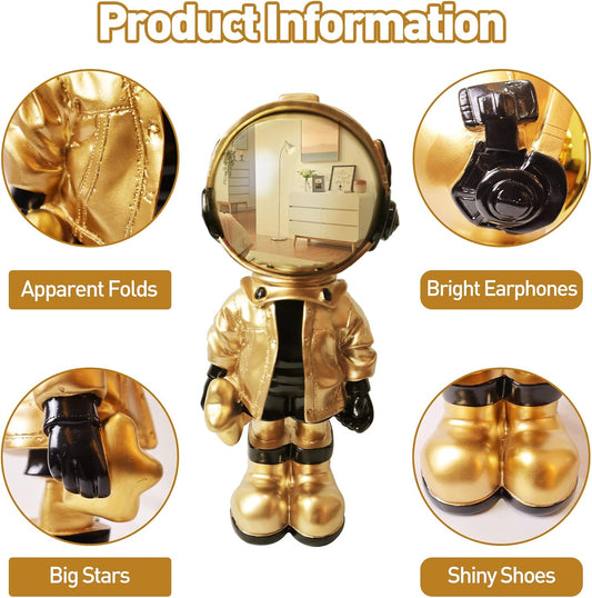 Dosker Astronaut Statue Polyresin Sculpture – Gold Spaceman Figurine for Home, Office, Desktop & Bookshelf Decoration - PuriLite
