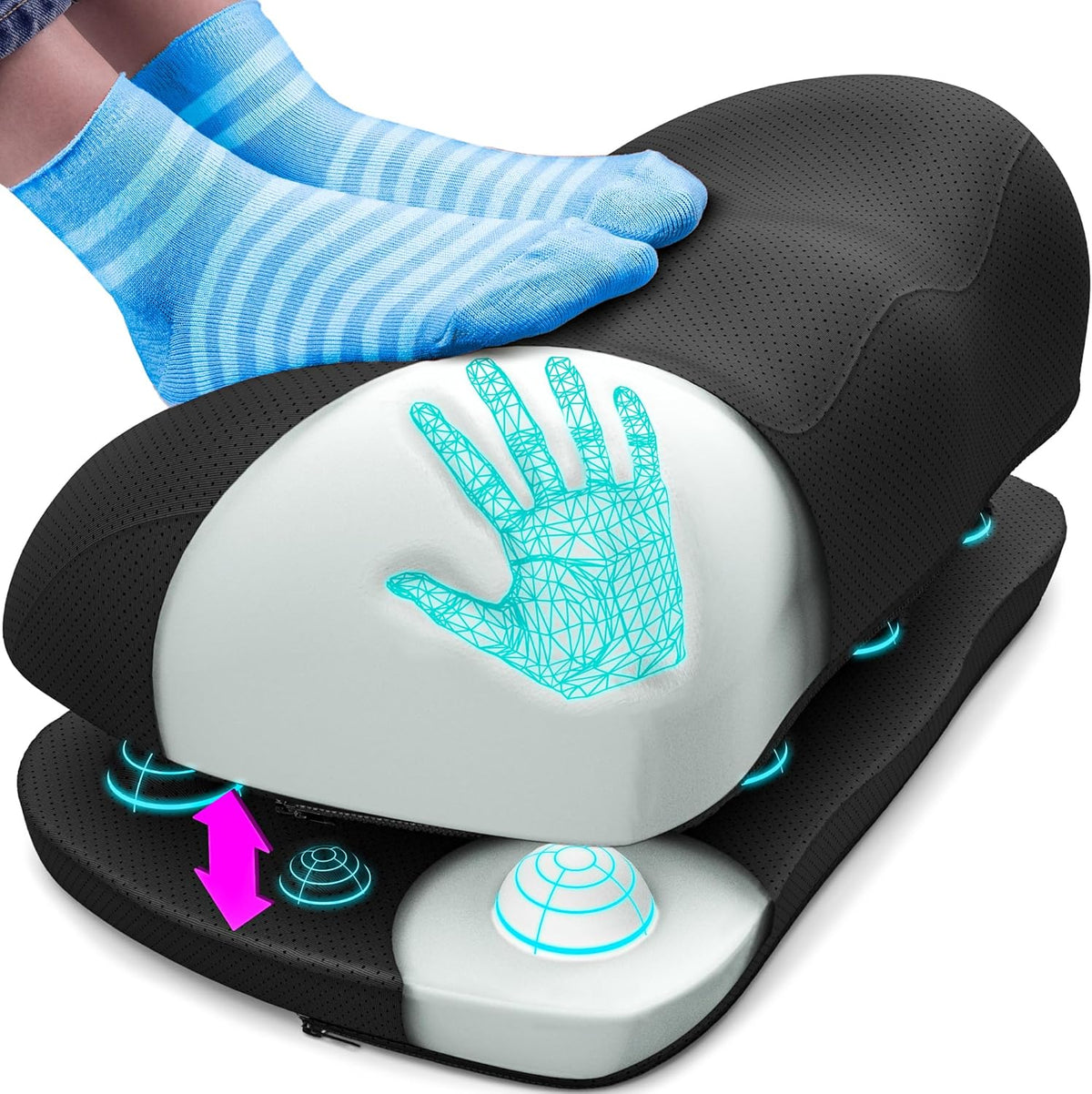 Everlasting Comfort Memory Foam Foot Rest – Ergonomic Under Desk Footstool with Massage Nodes, Non-Slip, Washable Cover - PuriLite
