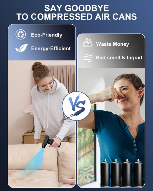 Aduarjo Rechargeable Electric Air Duster, Stepless Speed Adjustable Cordless Compressed Air Blower for Keyboard, PC, Home, Car Cleaning - PuriLite