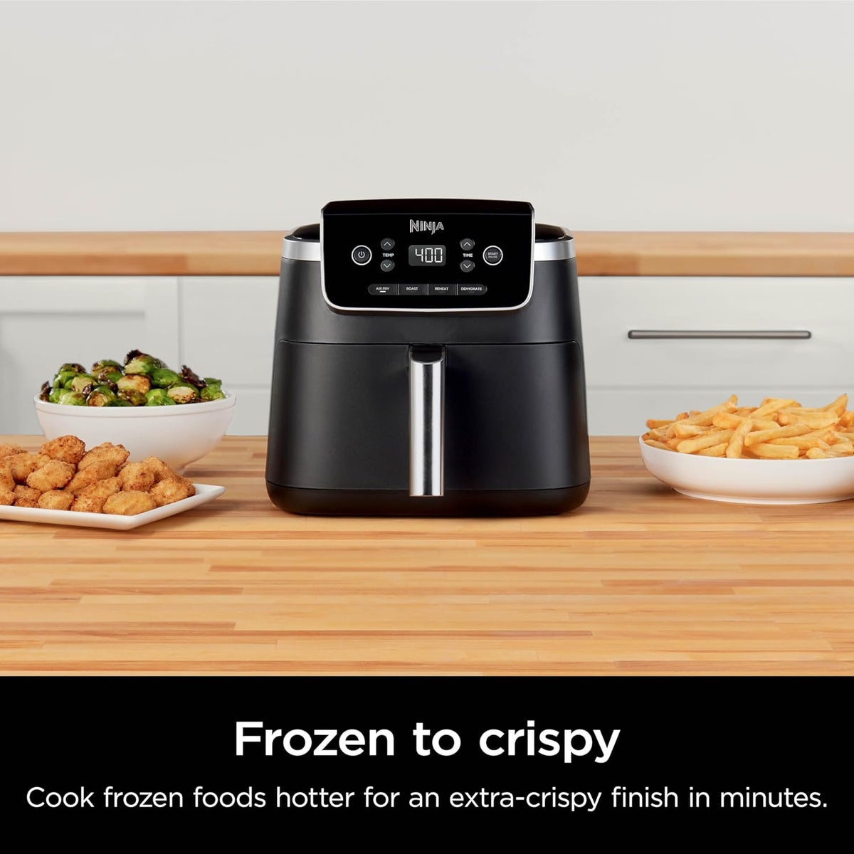 Ninja Air Fryer Pro 4in1, 5 QT (4.7 L) Capacity, Air Fry, Air Roast, Bake, Reheat, Dehydrate, Roast, Air Crisp Technology, Nonstick Basket & Crisper Plate, Grey, AF141C (Canadian Version) - PuriLite