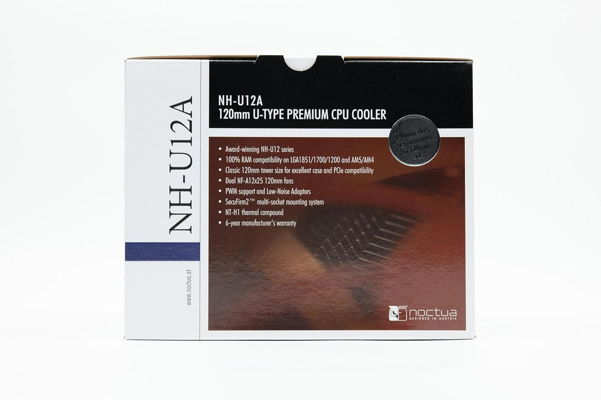 Noctua NH-U12A, Premium CPU Cooler with High-Performance Quiet NF-A12x25 PWM Fans (120mm, Brown) - PuriLite