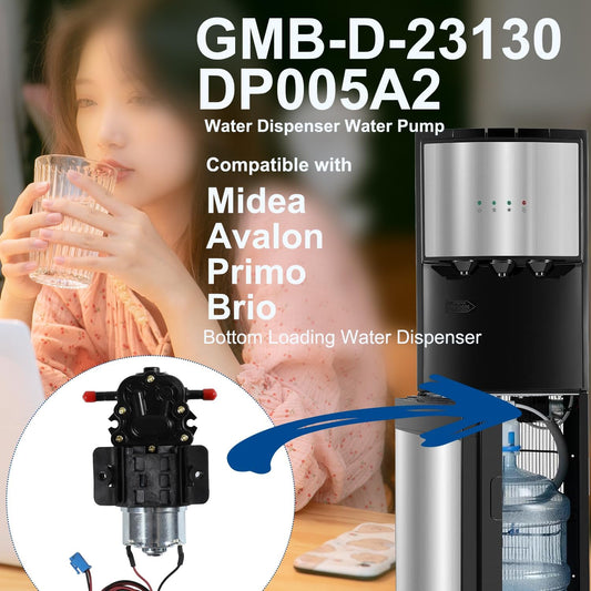 GMB-D-23130 Water Pump Compatible with Midea Avalon Primo Brio Water Dispenser 1.2L/min DC12V, Replaces DP005A2 MO-12265 Bottom Loading Bottled Water Cooler Dispenser - PuriLite