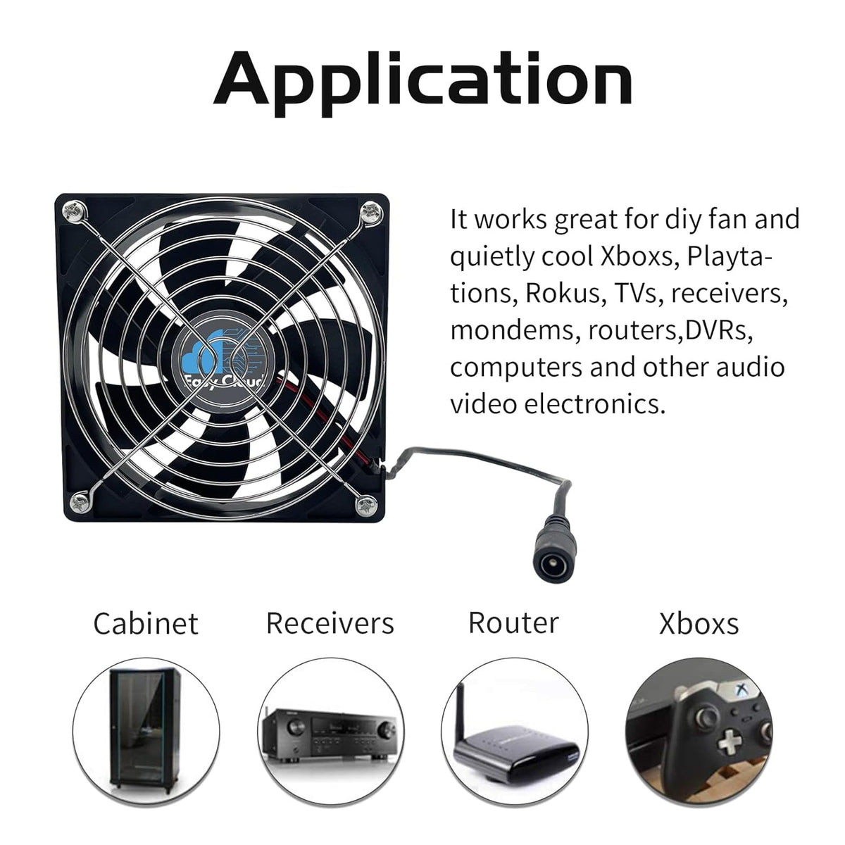 Easy Cloud 120mm USB Fan, USB Computer Fan with 3 Speeds Controller Small PC Cooling Fans for Cabinet Case Server TV Receiver Router DVR Xbox Cooler, 2Pcs - PuriLite
