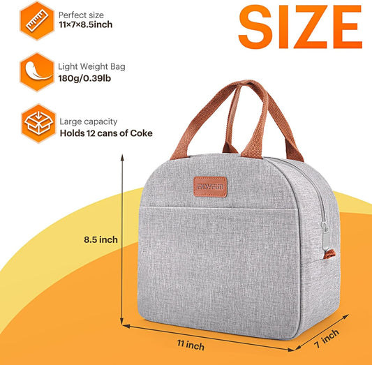 Lunch Bag for Women & Men Adult Insulated Lunch Box, Small Leakproof Cooler Food Lunch Containers Reusable High Capacity Lunch Tote Bags for Work, Travel, Outdoor - PuriLite