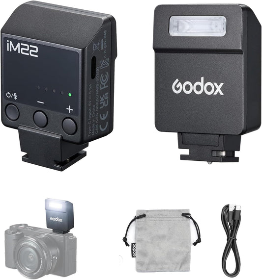 Godox IM20/IM22 Mini Camera Flash,3s Recycle Time,440 Full Power Flash Time Built in Lithium Battery for Fuji,for Canon,for Nikon,for Sony, for Olympus Camera (im22) - PuriLite