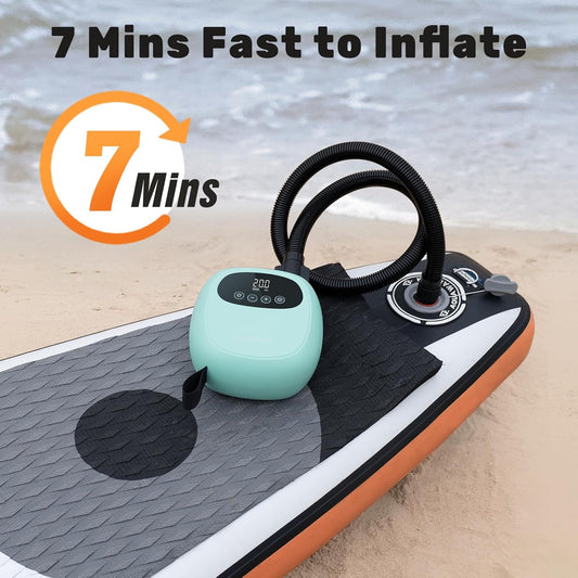 dwndpump Electric Paddle Board Pump, Rechargeable 20 PSI SUP Pump, Dual-Stage Inflation and Deflation Sup Air Pump, Electric Pump for Kayaks, Wind Wings, SUPs - PuriLite