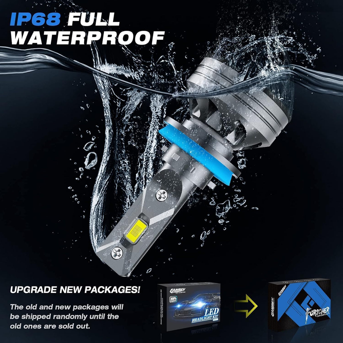 FAHREN H11 H9 LED Headlight Bulbs, 40000LM Super Bright H11 LED Bulb with Canbus Driver, 360° Adjustable Light Angle Halogen Replacement Kit, 6500K White IP68 Waterproof, Pack of 2 - PuriLite