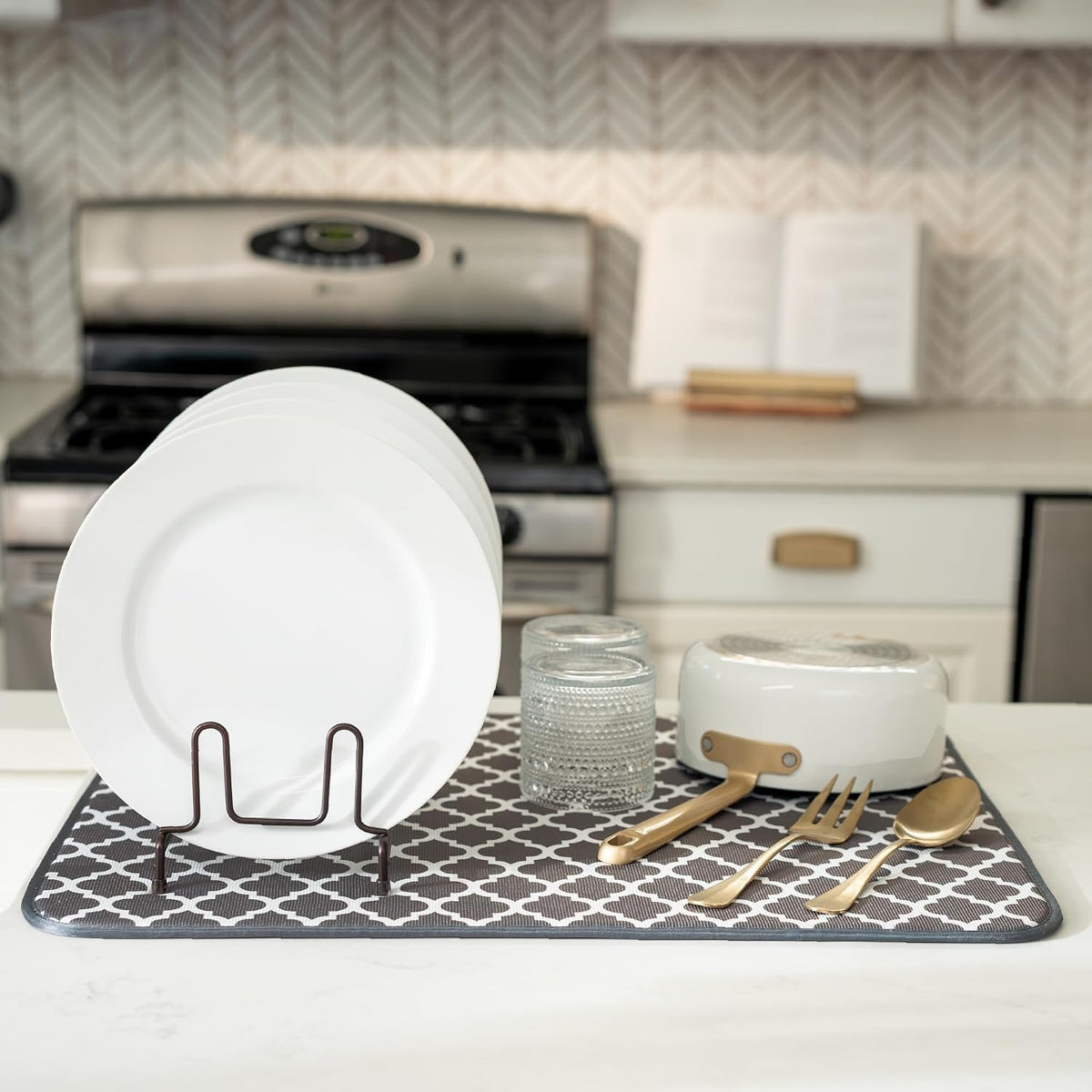 XL Microfiber Dish Drying Mat | Reversible Absorbent Kitchen Counter Drying Pad