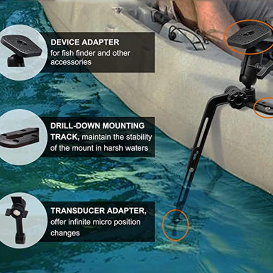 Stainless Steel Fish Finder Mounting Arm, Transducer Mounting Arm for Fish Finders, Kayak DIY - PuriLite