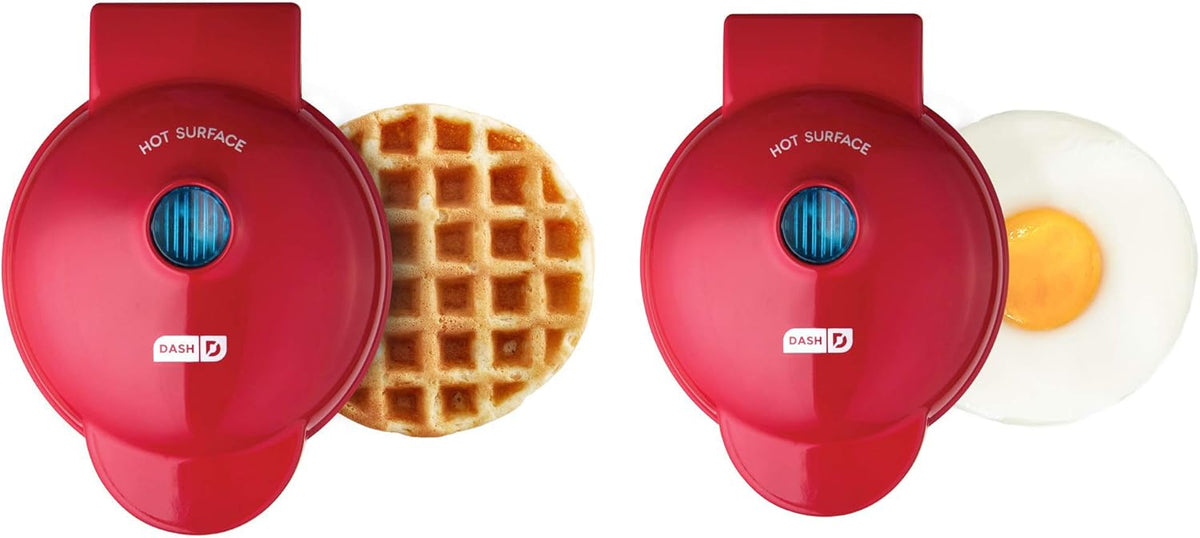 DASH Mini Maker Waffle Maker + Griddle, 2-Pack Griddle + Waffle Iron - Aqua - PuriLite