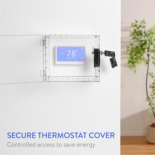 Fortstrong Thermostat Lock Box - Security AC Cover with Dual Combination and Key Locks - Air Conditioner Temperature Control Lockable Boxes - Locking Covers for Thermostats on Wall - PuriLite