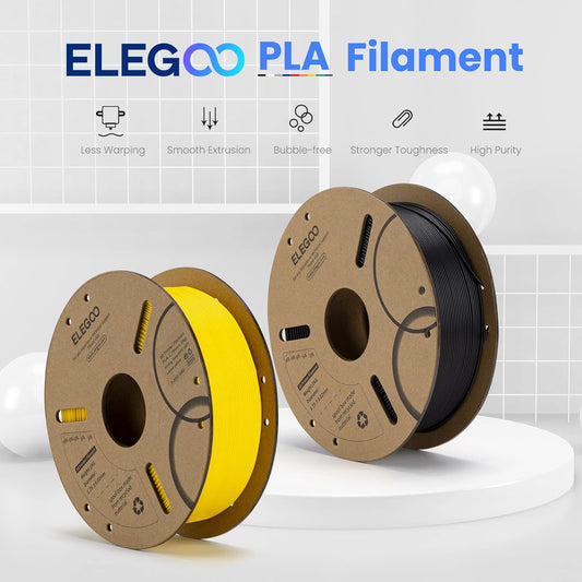 ELEGOO PLA Filament 1.75mm Black 1KG,3D Printer Filament Dimensional Accuracy +/- 0.02mm,1kg Cardboard Spool(2.2lbs) 3D Printing Filament Fits for Most FDM 3D Printers - PuriLite