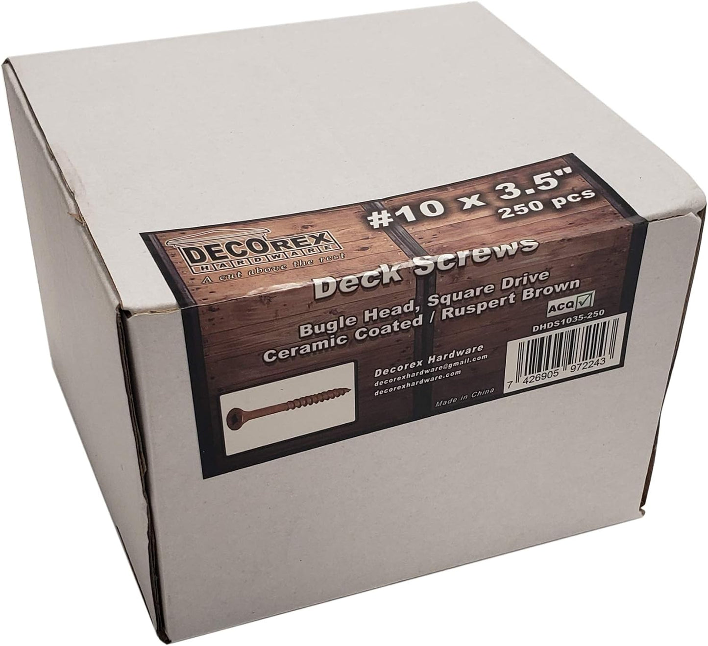 #8 x 3" Deck Screws | Square Drive | Bugle Head | Brown Ruspert | 100pcs Box - PuriLite