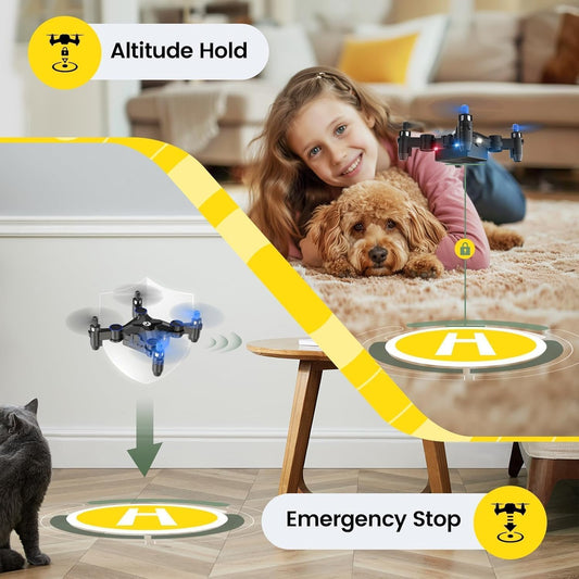 Foldable Mini Drone for Kids & Beginners – RC Nano Quadcopter with Altitude Hold, 360° Flips, One-Key Return, Easy Indoor Flying Toy - PuriLite