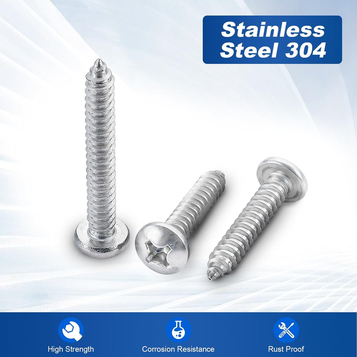 #8 x 2 Phillips Pan Head Self Tapping Screws Sheet Metal Wood Screws, Black Oxide, Stainless Steel 304, 50 PCS - PuriLite