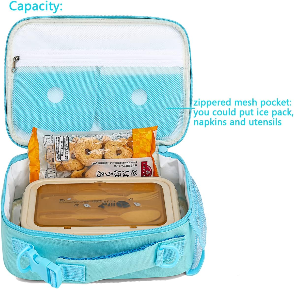 FlowFly Kids Lunch Box Insulated Soft Bag Mini Cooler Back to School Thermal Meal Tote Kit for Girls, Boys, Black - PuriLite