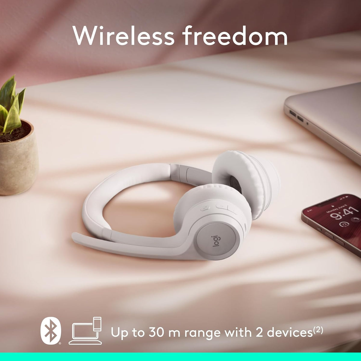 Logitech Zone 301 Wireless Bluetooth Headset with Noise-Canceling Microphone, Compatible with Windows, Mac, Chrome, Linux, iOS, iPadOS, Android – Graphite - PuriLite