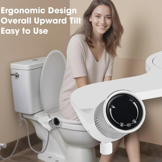 Mornwaen Bidet Attachment for Toilet Seat,Non-Electric Self-Cleaning Dual Retractable Nozzles,Easy to Install,Adjustable Water Pressure for Rear and Feminine Wash - PuriLite