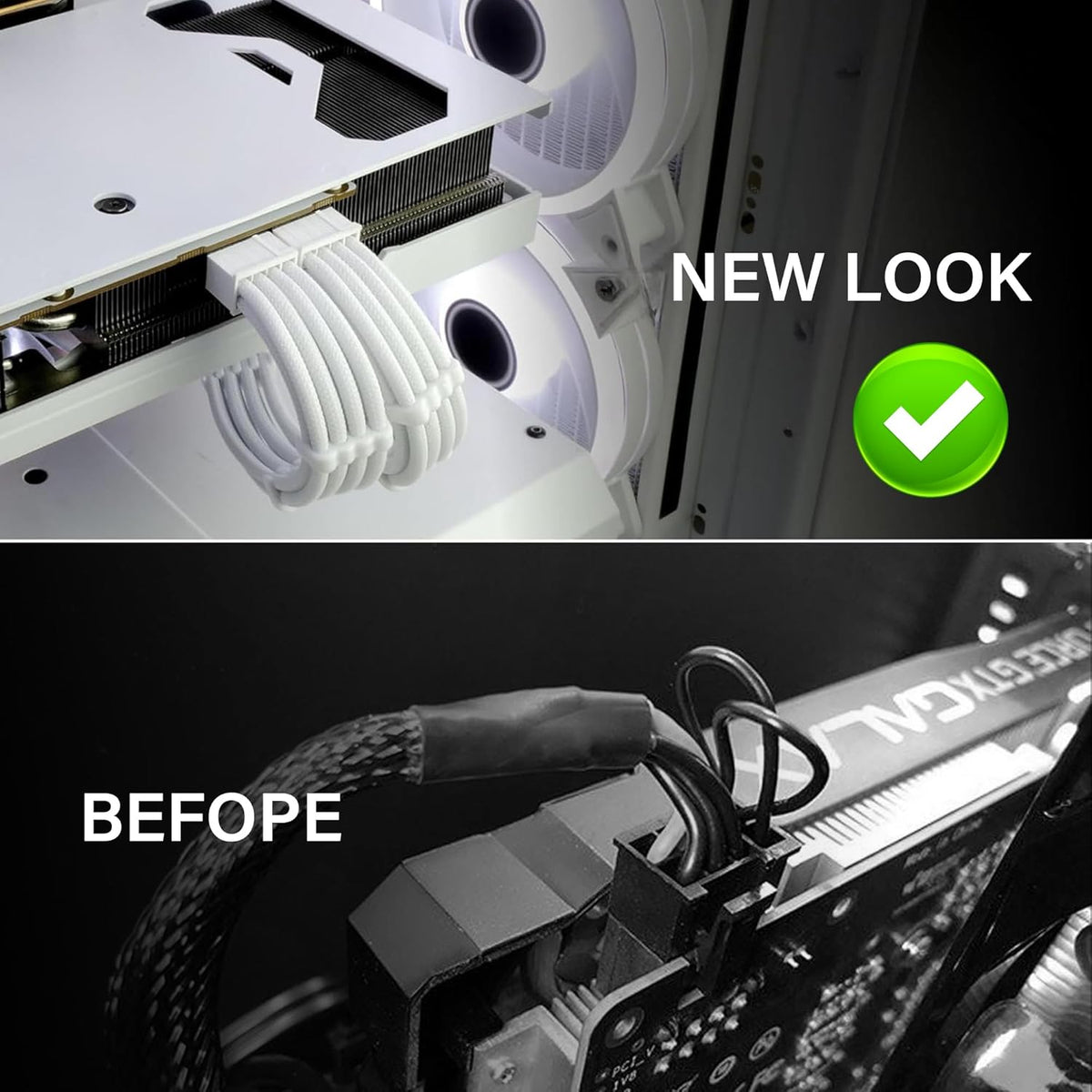 ELFJMZP 2PCS ATX 8PIN Famale to ATX 8PIN(6+2) Male Black Extension Cable Adaptor for PC Build High-End GPU Cable Layout - 30cm/11.8 in. (White) - PuriLite