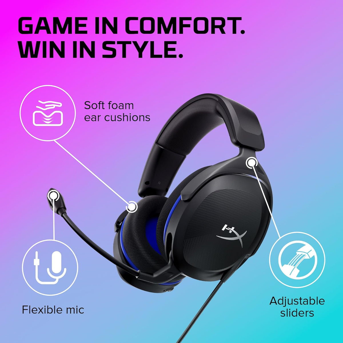 HyperX Cloud Stinger 2 Core – PC Gaming Headset, Lightweight Over-Ear Headset with mic, Swivel-to-Mute mic Function, DTS Headphone:X Spatial Audio, 40mm Drivers,Black - PuriLite