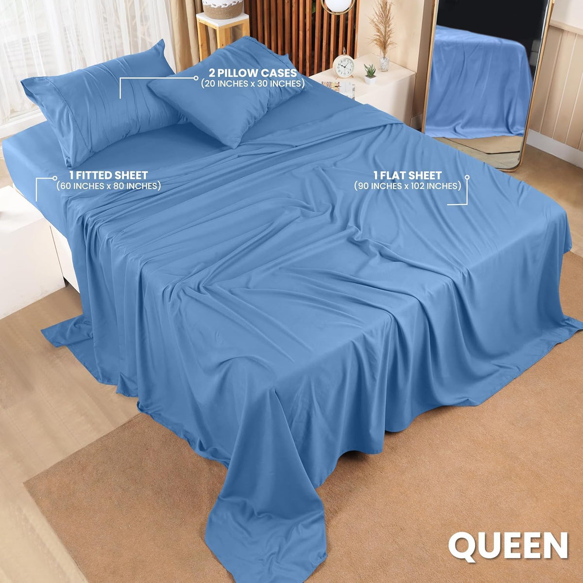 Utopia Bedding Queen Bed Sheet Set - 4 Piece Bedding - Soft Brushed Microfiber Fabric - Shrinkage & Fade Resistant - Easy Care (White) - PuriLite