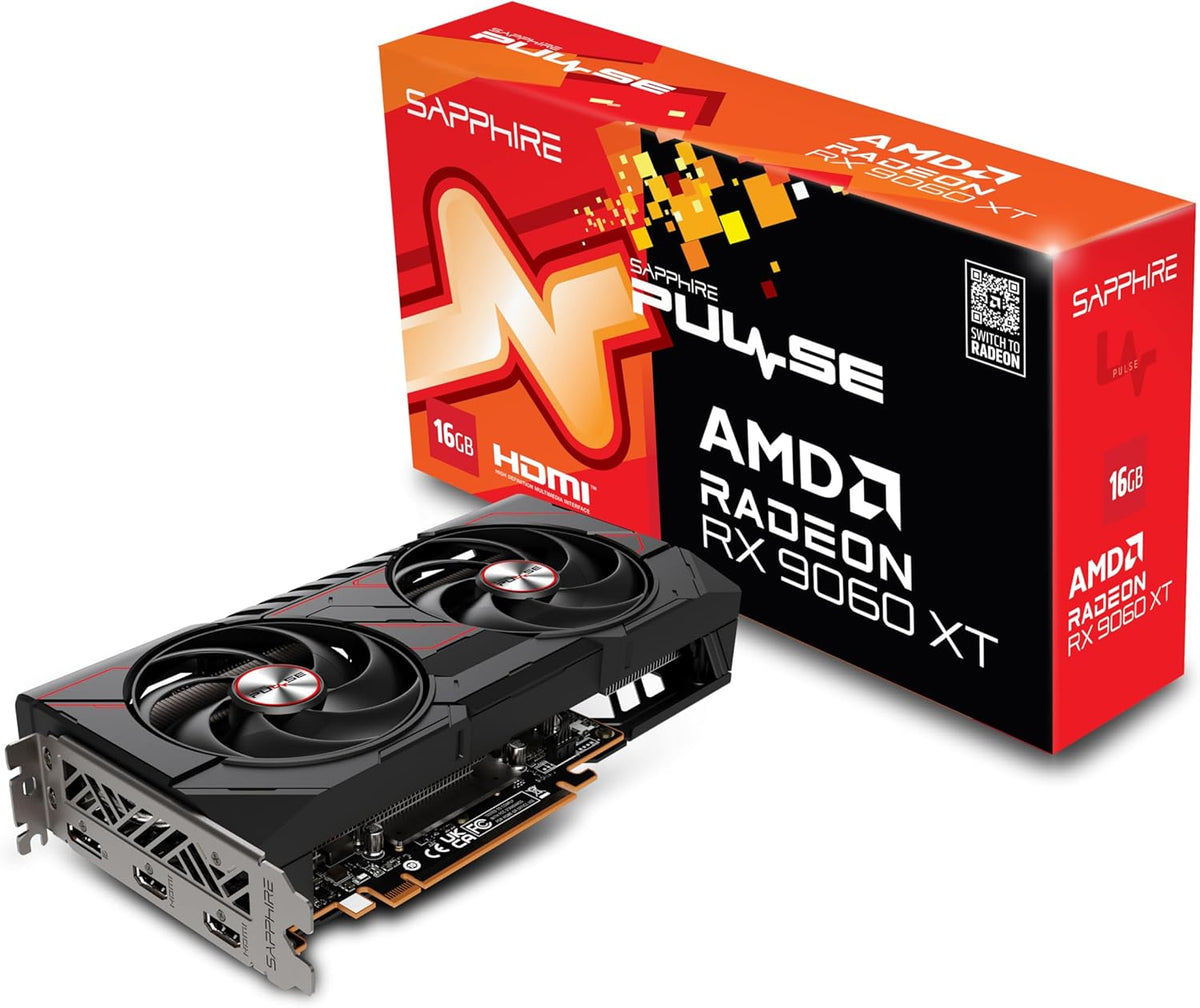 Sapphire 11350-03-20G Pulse AMD Radeon™ RX 9060 XT Gaming OC Graphics Card with 16GB GDDR6, AMD RDNA 4 - PuriLite