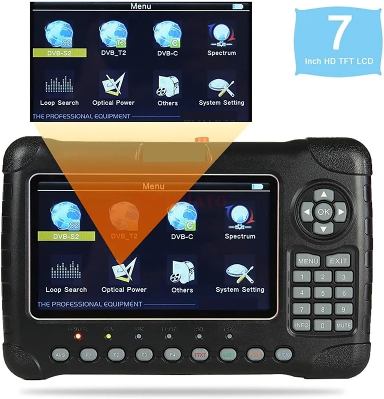 WS6980 DVB-S2 DVB-T2/C Satellite Sat Finder Meter 7 Inch Satellite Signal Spectrum Analyzer for Dish Network Directv - PuriLite