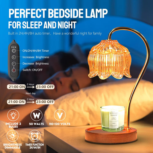 GEEZO Fragrance Candle Warmer Lamp,Electric Candle Warmer with Timer & Dimmer, Mom Christmas Birthday Gifts for Women, House Warming Gifts New Home Bedroom Decor - PuriLite