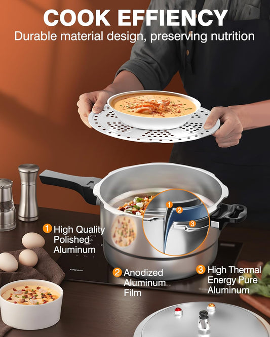 Purilite Select 10Qt Aluminum Pressure Cooker with Release Valve & Safety Lock - PuriLite